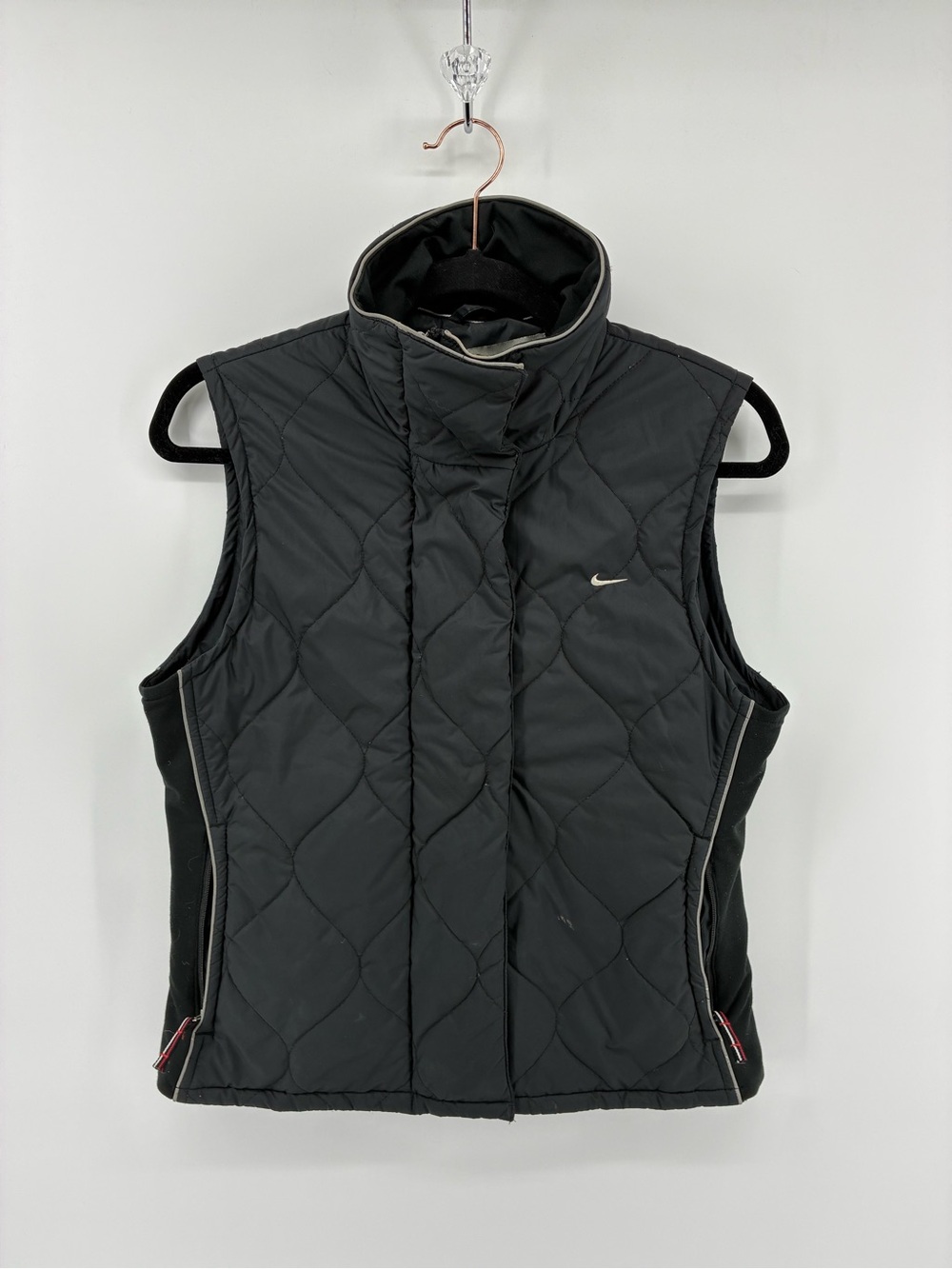 Vintage Nike Women's Black Quilted Vest Made in Philippines